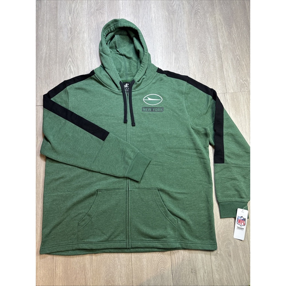 New York Jets Hoodie Sweatshirt Men's 2XL Gotham Green Fleece Full Zip New $90